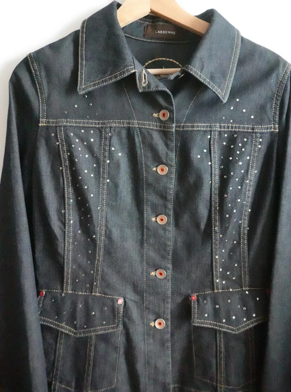 Lasserre Y2K denim jacket with rhinestones size 42 – photo 15